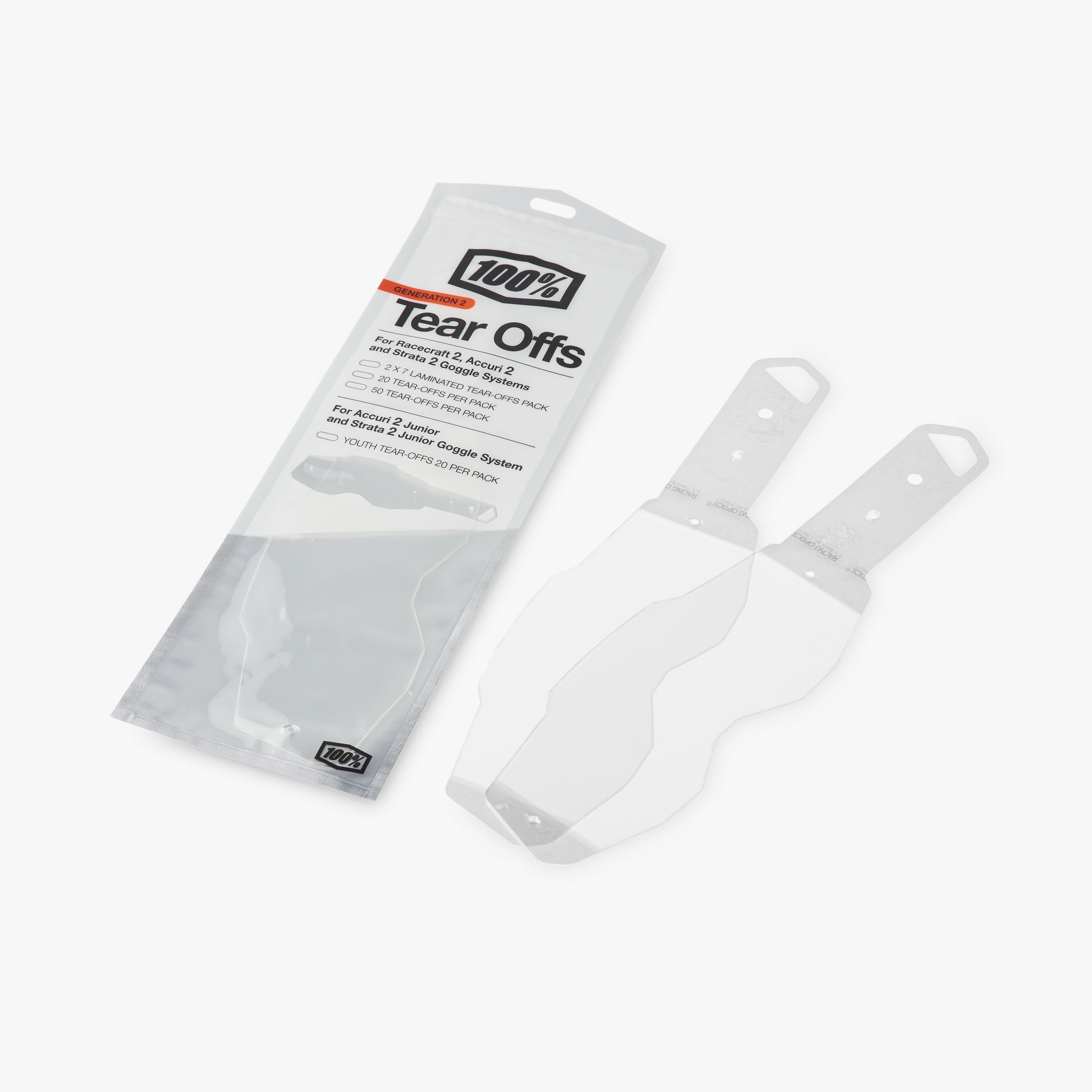 100 tear off goggles 100% RC2 / AC2 / ST2 Laminated Tear-Offs
