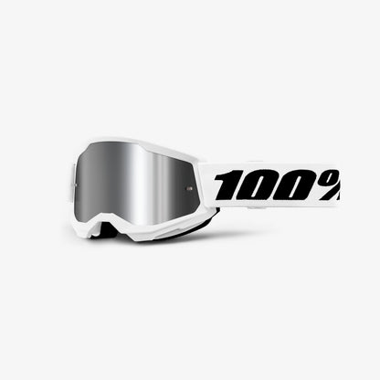 100% Strata-2 Junior Goggles White/Mirror Silver Lens