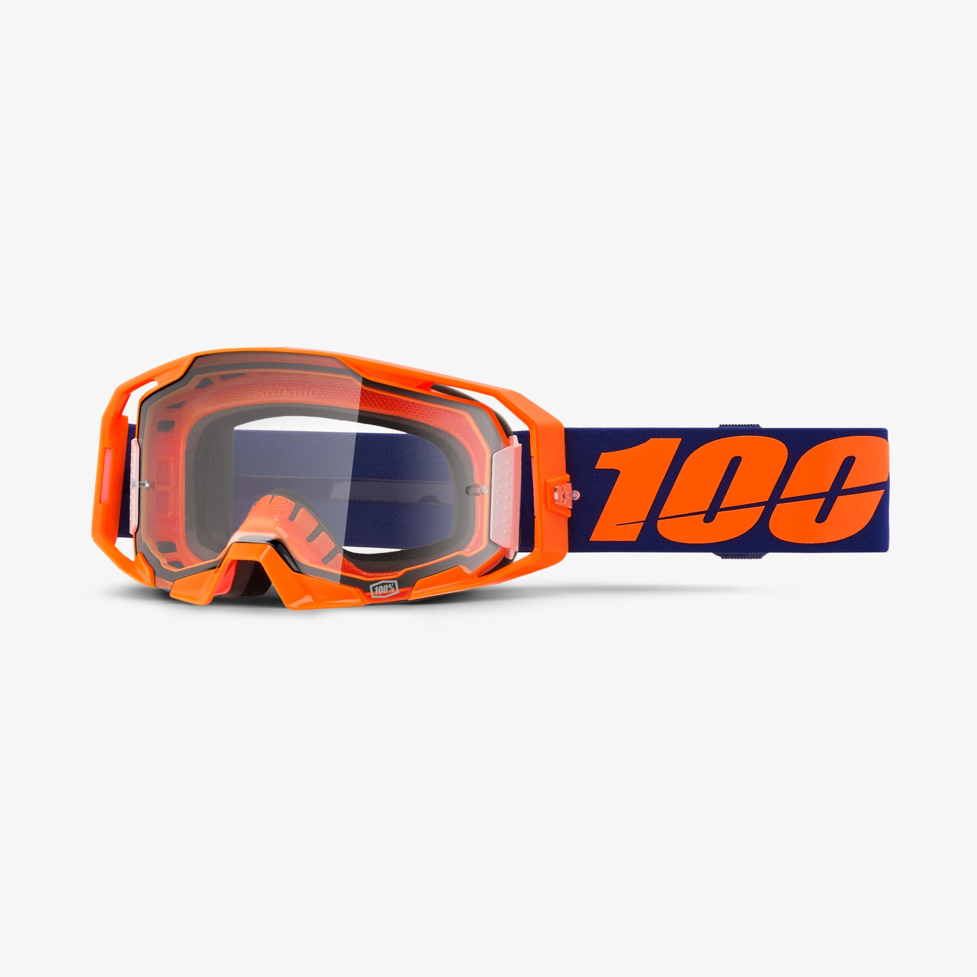 100% Armatic Goggle Neon Orange Clear Lens