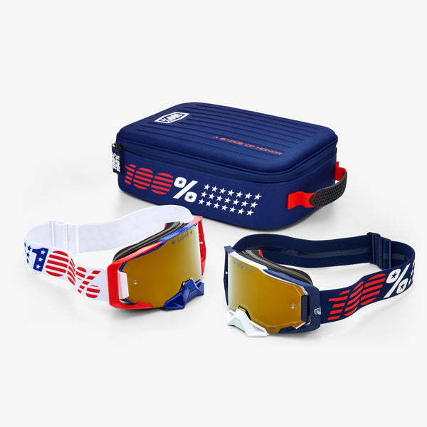 100% ARMEGA ゴーグル　ホワイト/ブラック　美品 DUAL ARMEGA Patriot Pro Pack White/Navy True Gold Mirror – 100%
