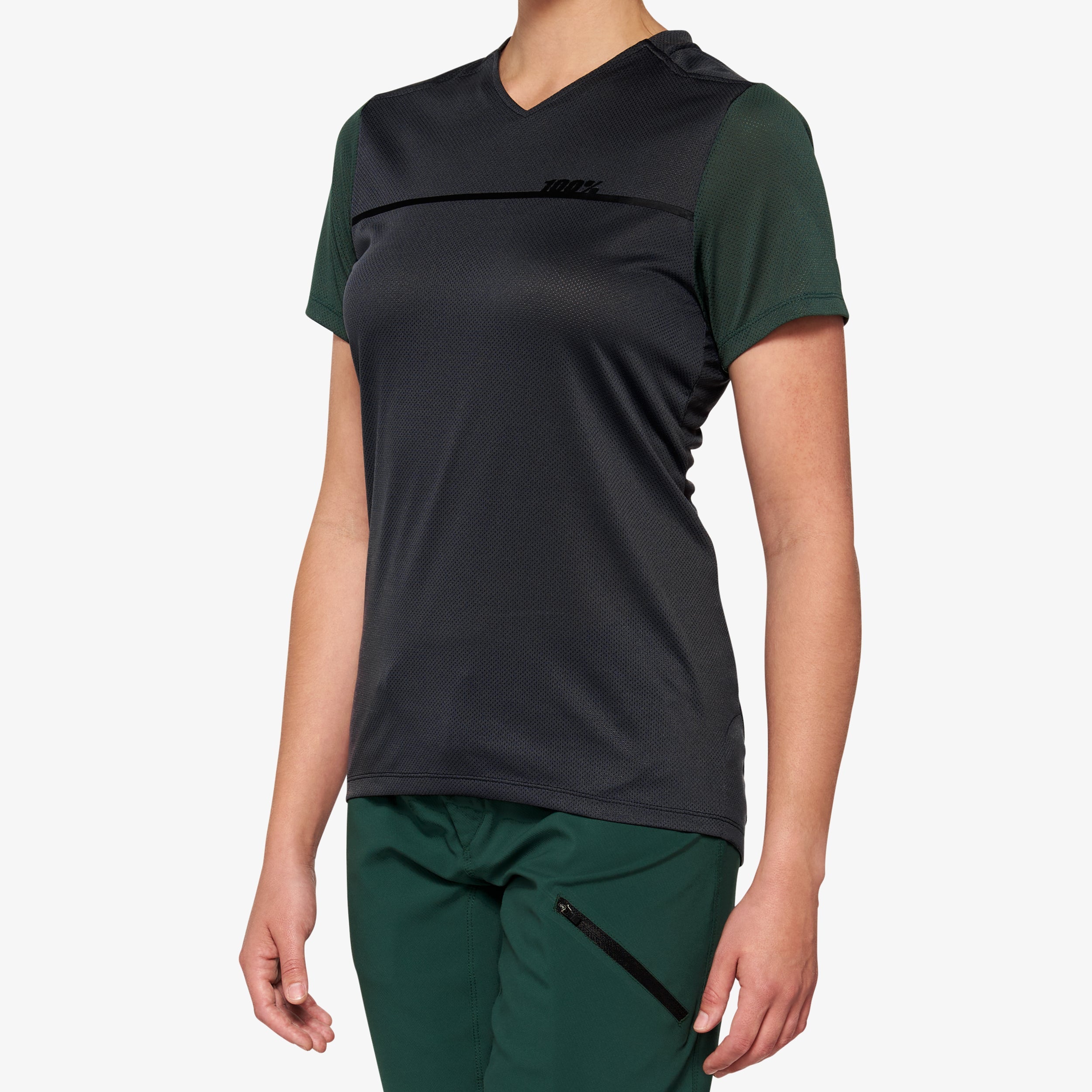 RIDECAMP Women's Short Sleeve Jersey Charcoal/Forest Green