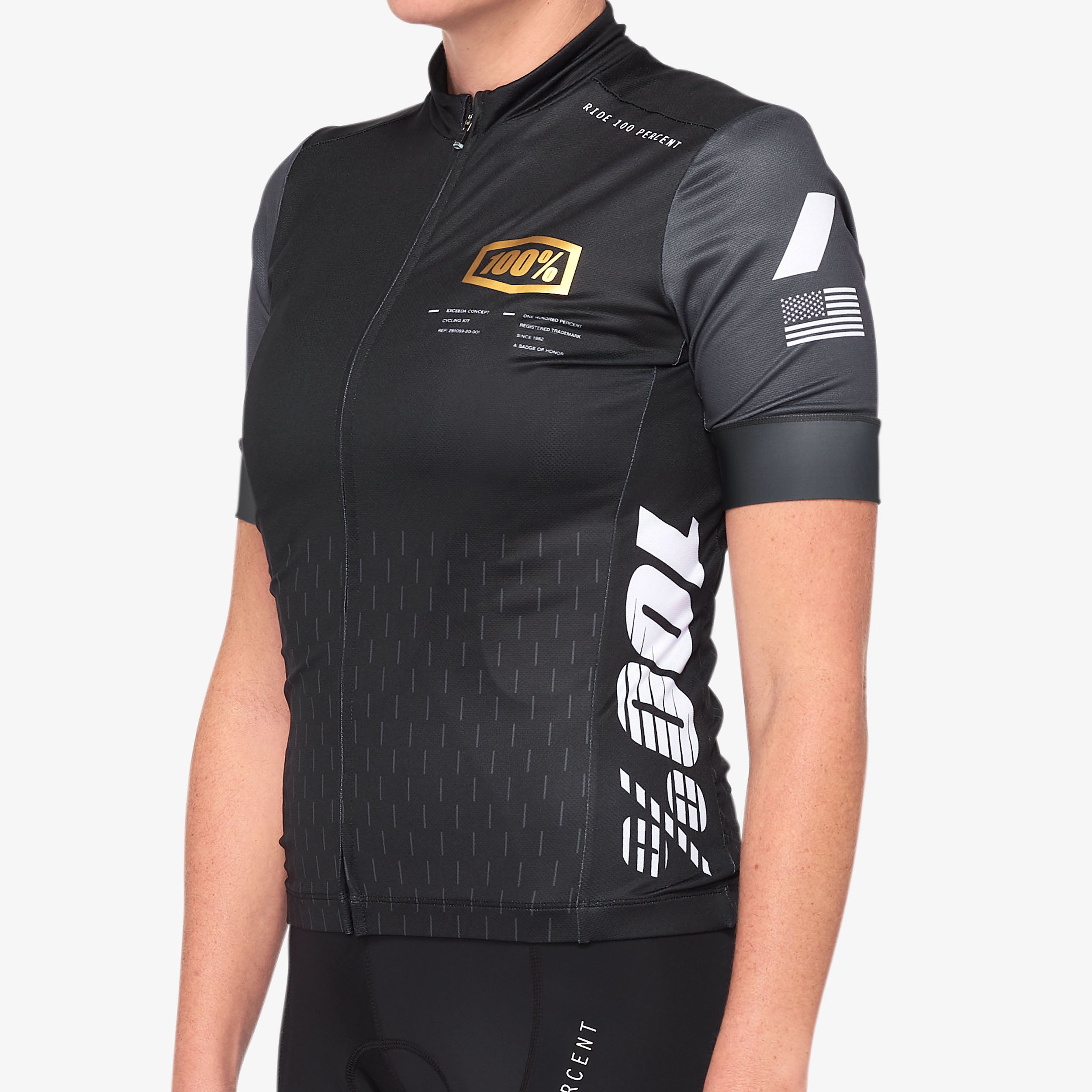 EXCEEDA Women's Short Sleeve Jersey Black/Charcoal