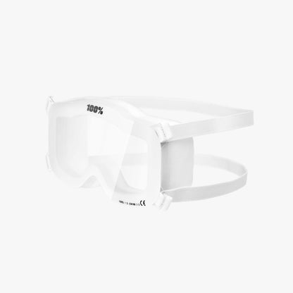100% PPE Goggle White Clear Lens